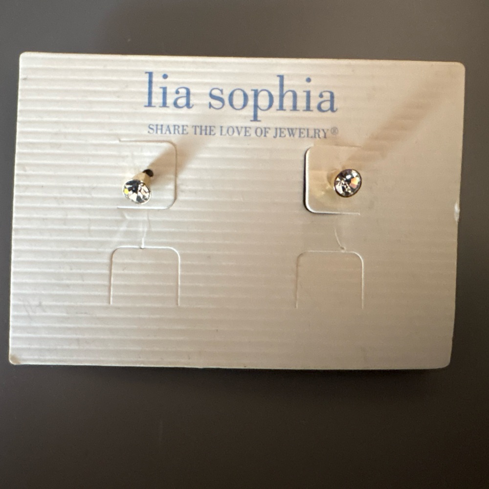 Lia Sophia Silver-Tone Crystal Stud Earrings